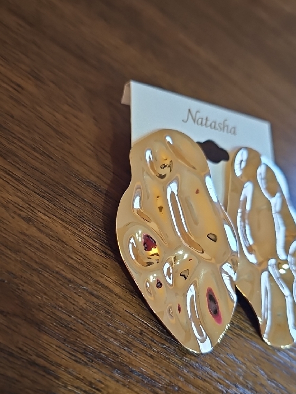 Natasha Couture Gold-Tone Organic Wave Dangle CLIP ON Earrings N2 - Picture 2 of 4